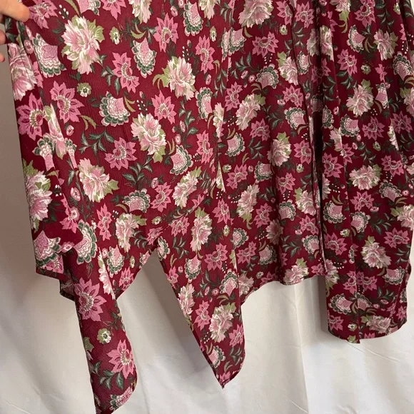 Charming Charlie Burgundy Pink Floral Kimono Cover Up Kaftan Top - M/L Med Large - Picture 4 of 8